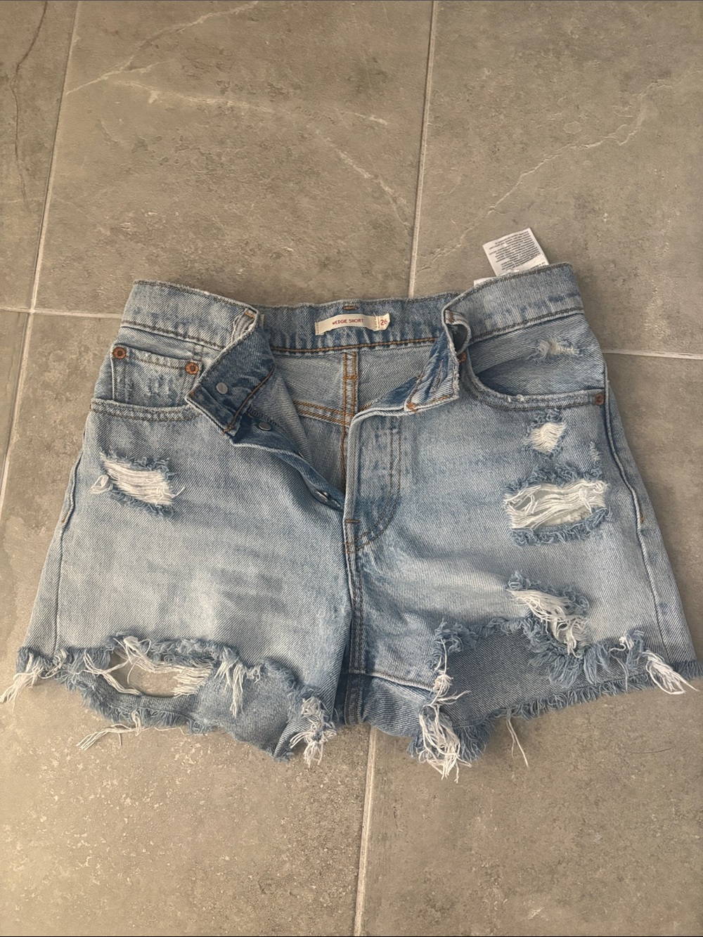 Levi's Light Blue Distressed Denim Cutoff Shorts
